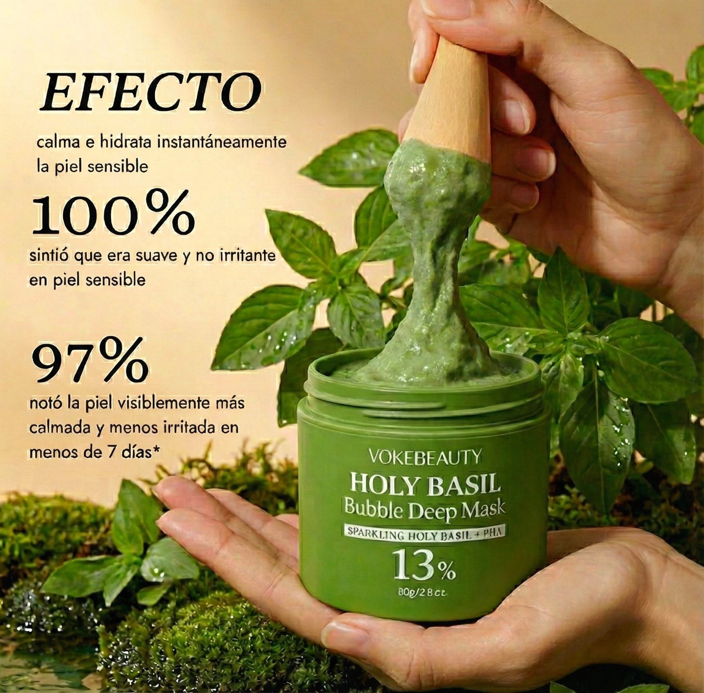 Mascarilla Detox Oxigenante | Holy Basil + PHA - Voke Beauty