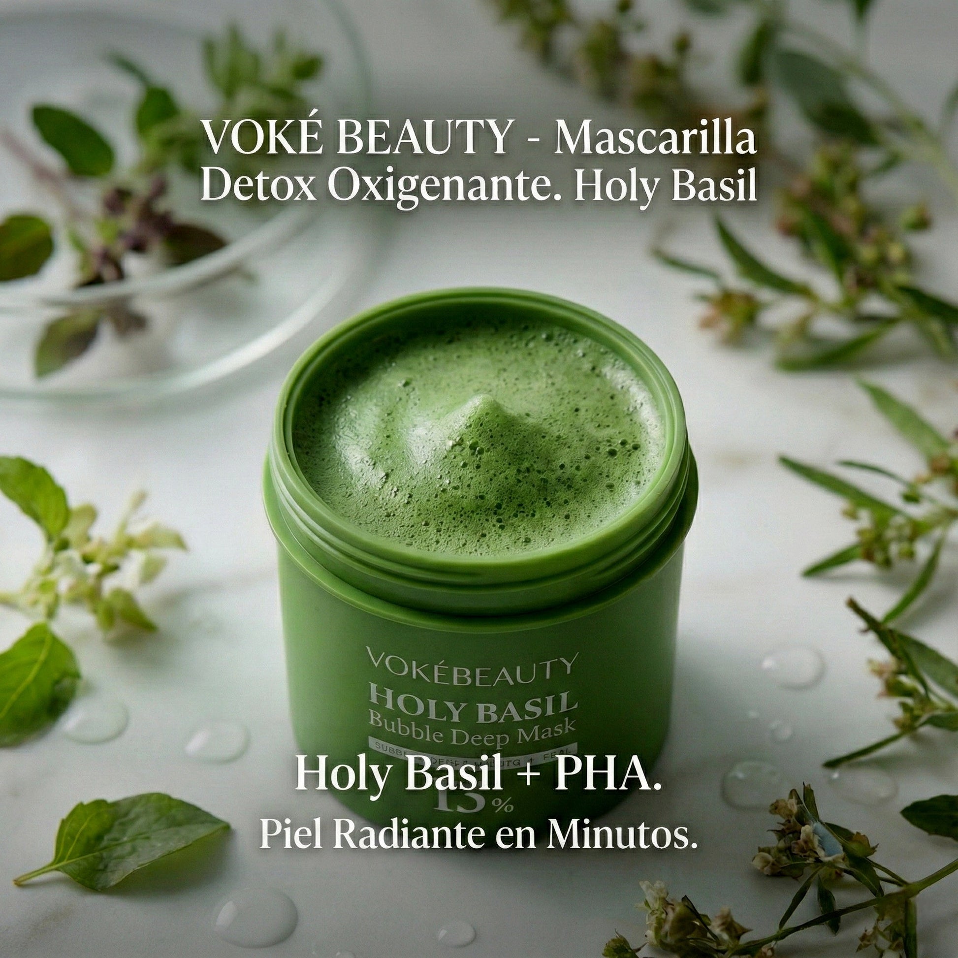 Mascarilla Detox Oxigenante | Holy Basil + PHA - Voke Beauty