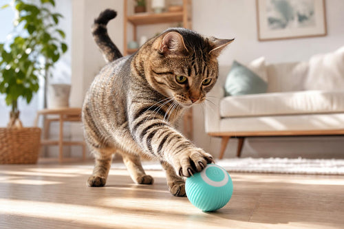 Gato jugando con la pelota Orbi